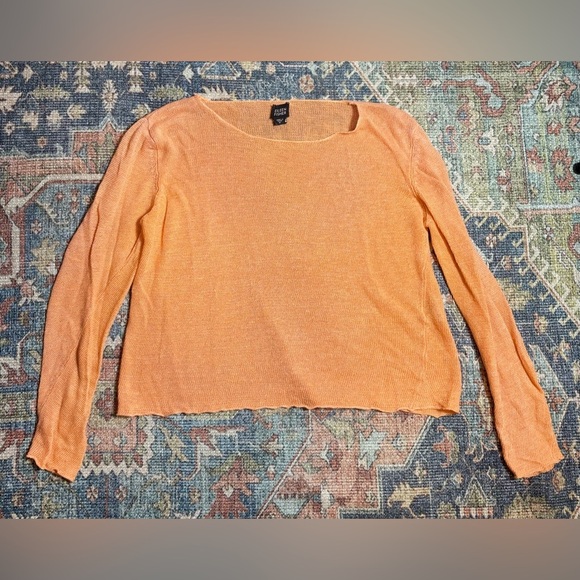 Eileen Fisher Orange Linen Blend Knit Pullover – Long Sleeve Size Medium - Picture 1 of 5